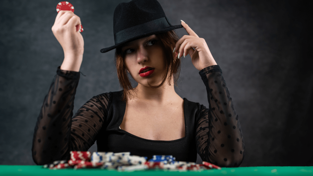 Woman holding casino chips