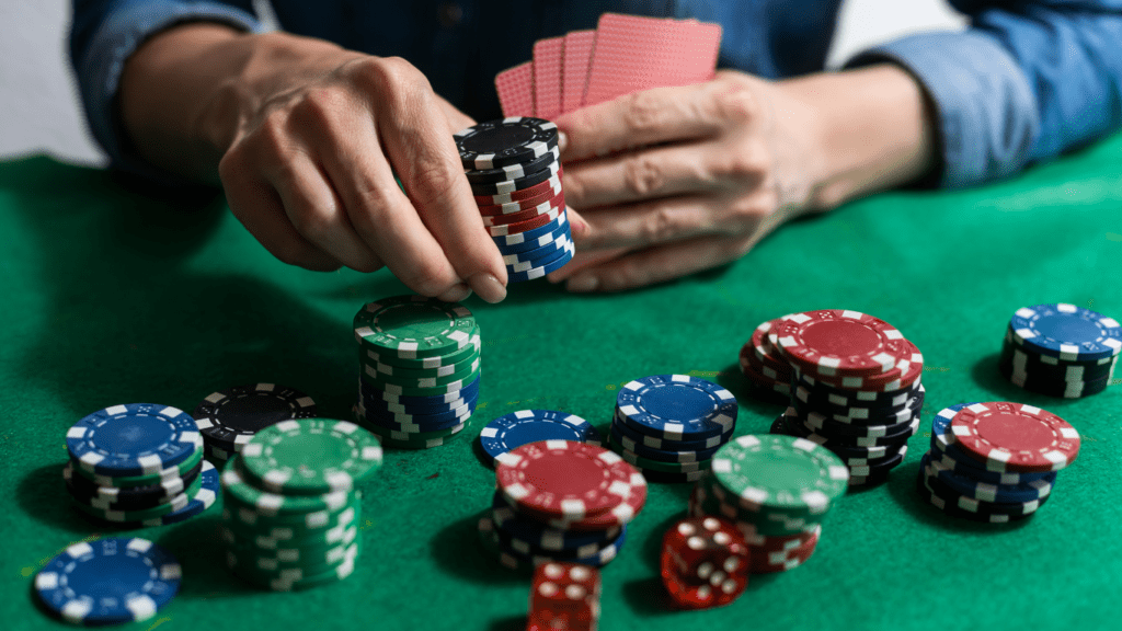 Casino chips and playing cards 