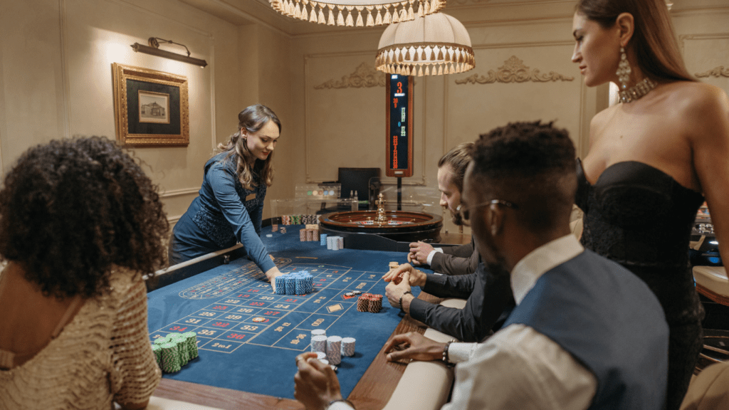 Gamblers in roulette table